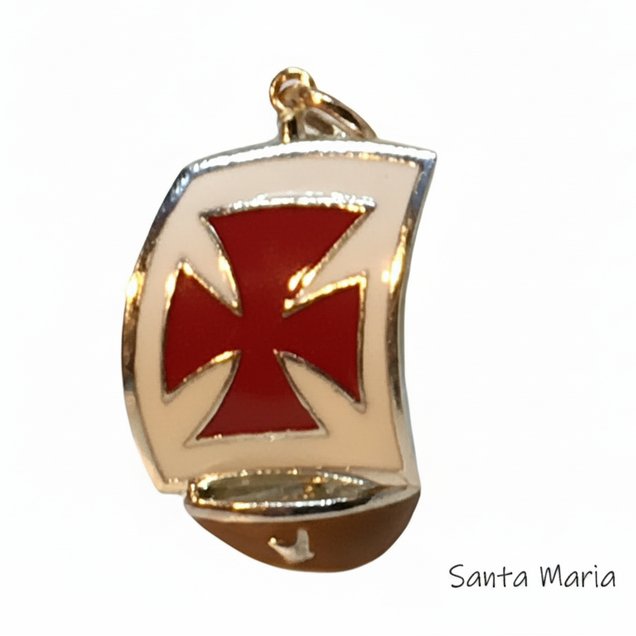 Pendente Tre Caravelle oro — Collezione Città del Vento — Arigiò, gioielli artigianali italiani