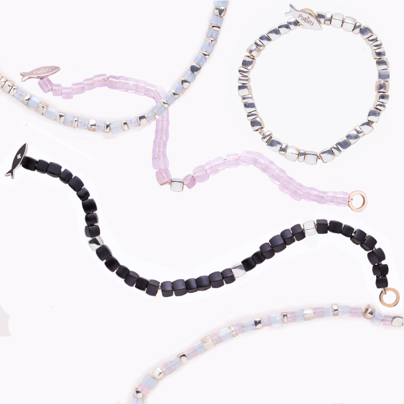 Coccole colore: nero, azzurro e rosa — Collezione Città del Vento — Arigiò, gioielli artigianali italiani