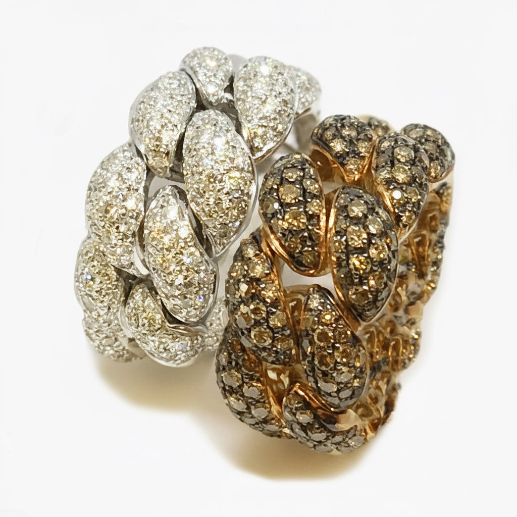 Anello Legami & Slegami oro rosa 18k con diamanti brown — Collezione Palpiti — Arigiò, gioielli artigianali italiani