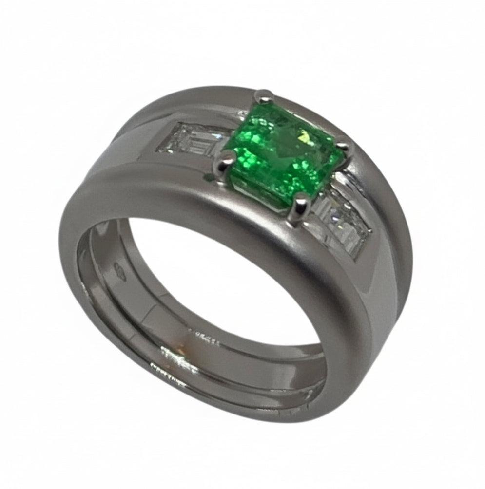 Anello smeraldo con tepys oro 18k — Collezione Palpiti — Arigiò, gioielli artigianali italiani