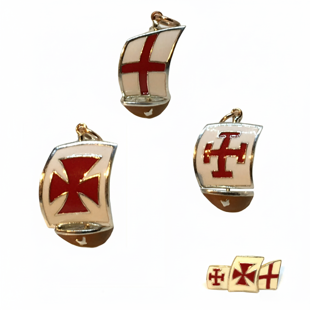 Pendente Tre Caravelle oro — Collezione Città del Vento — Arigiò, gioielli artigianali italiani