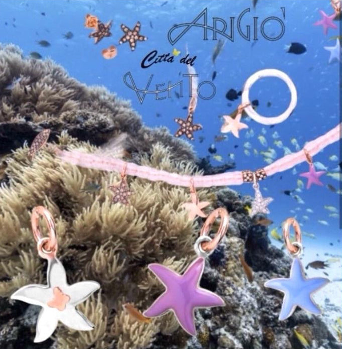 Stellina in argento e oro o in argento oro e smalti.