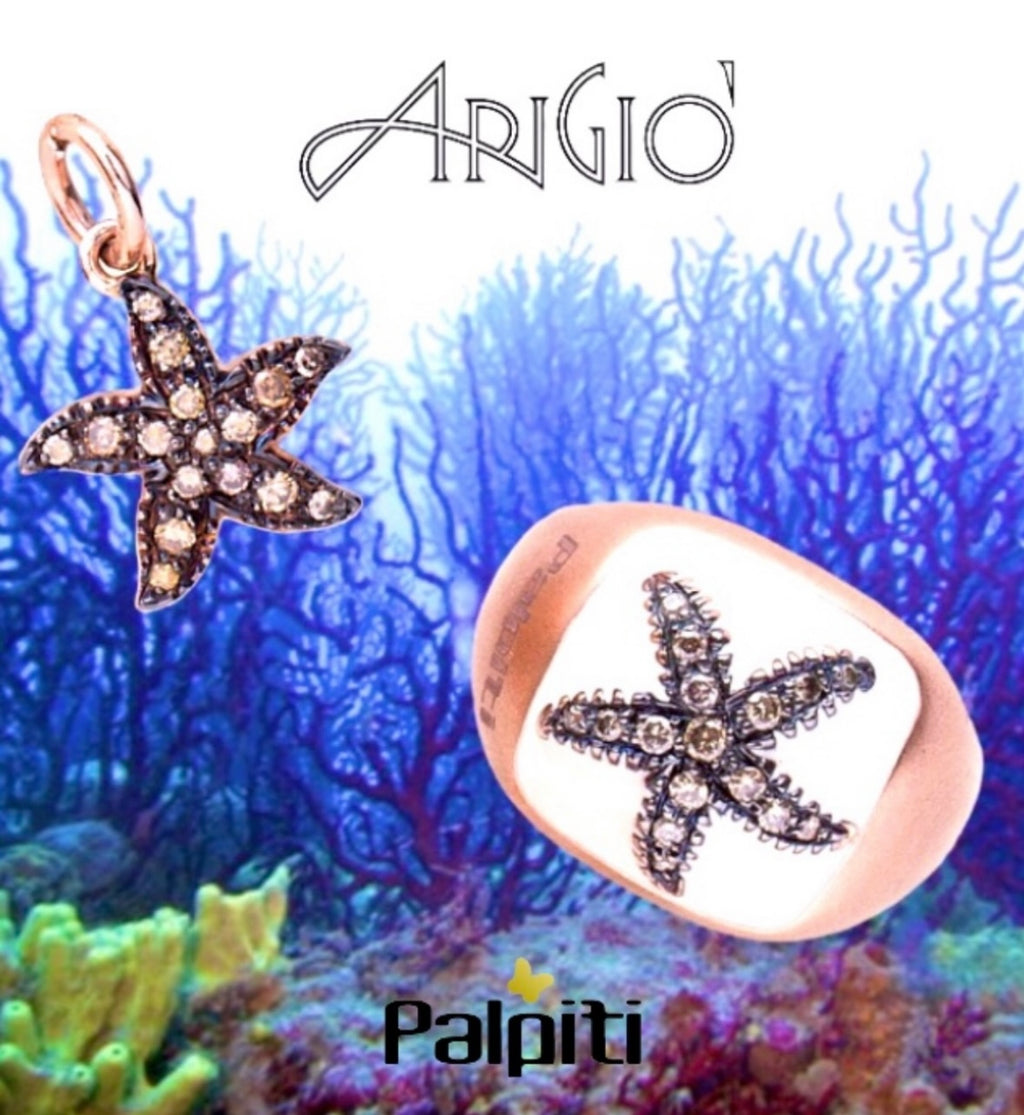 Pendente Stella Marina oro rosa e diamanti brown.