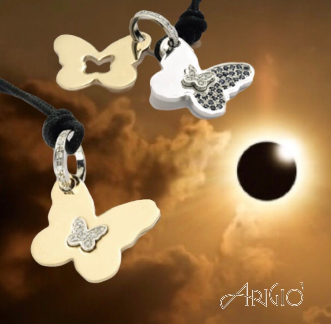 Pendente Eclissi oro, diamanti e zaffiri