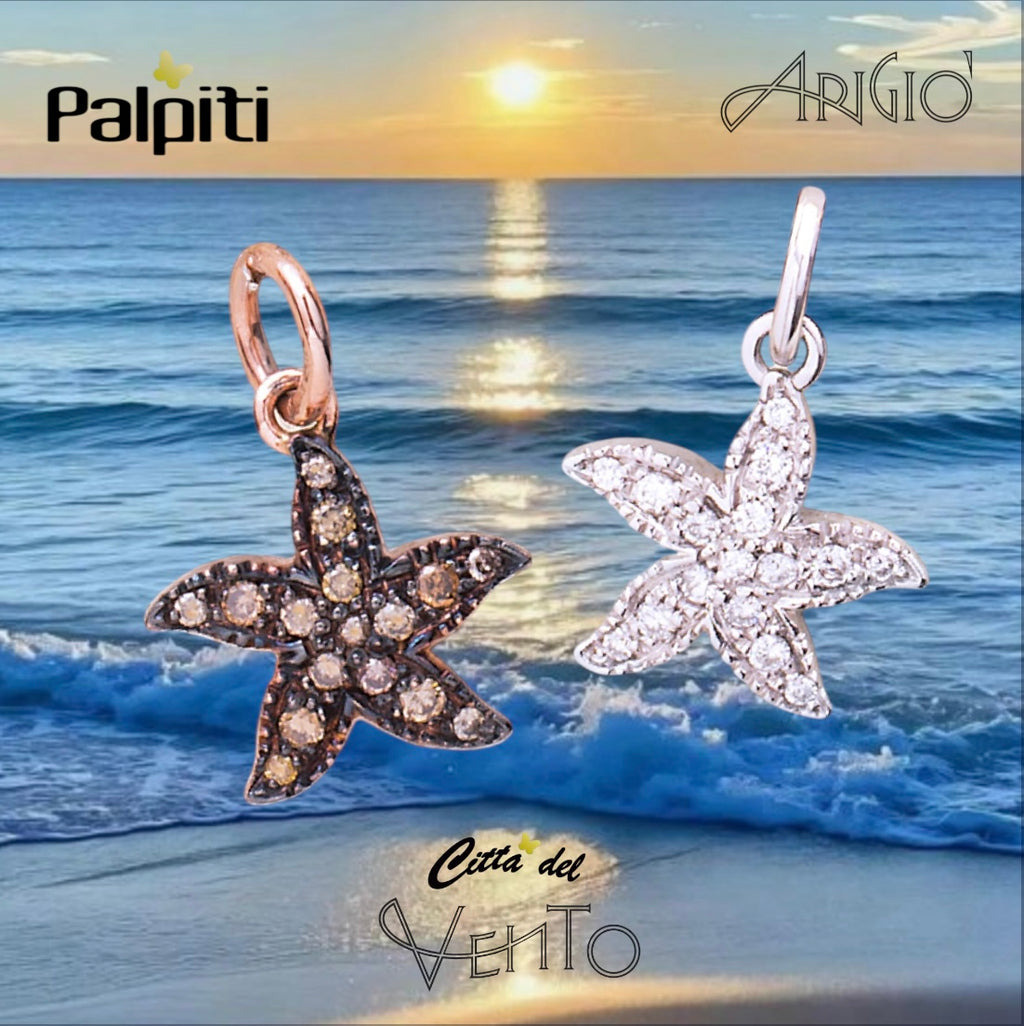 Pendente Stella Marina oro rosa e diamanti brown.