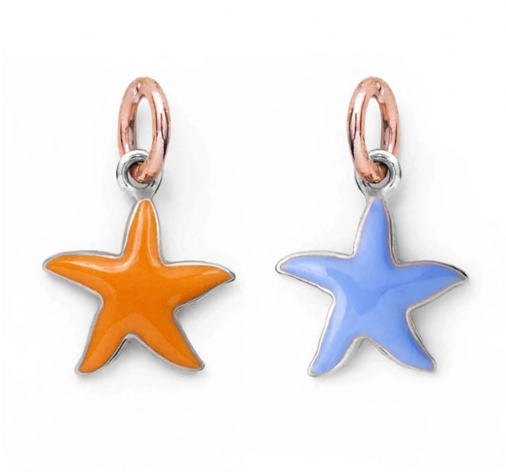 Stellina in argento e oro o in argento oro e smalti.