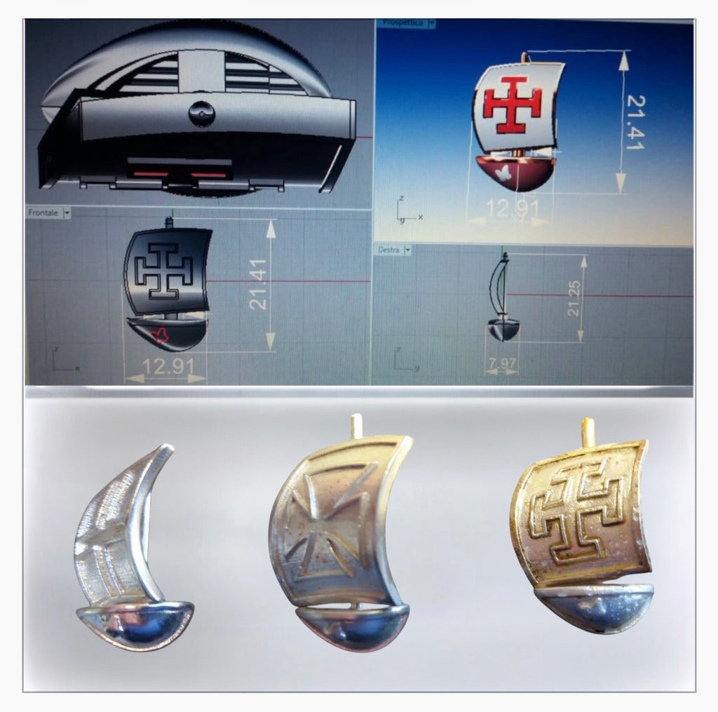 Pendente Tre Caravelle oro — Città del Vento
