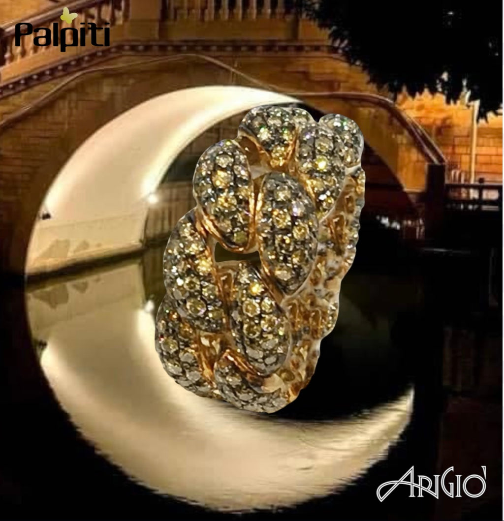 Anello Legami & Slegami in oro rosa 18k con diamanti brown
