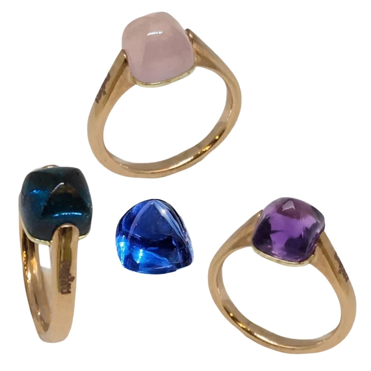 Anello "Magia” Cuspide mini in semi preziosi e oro.
