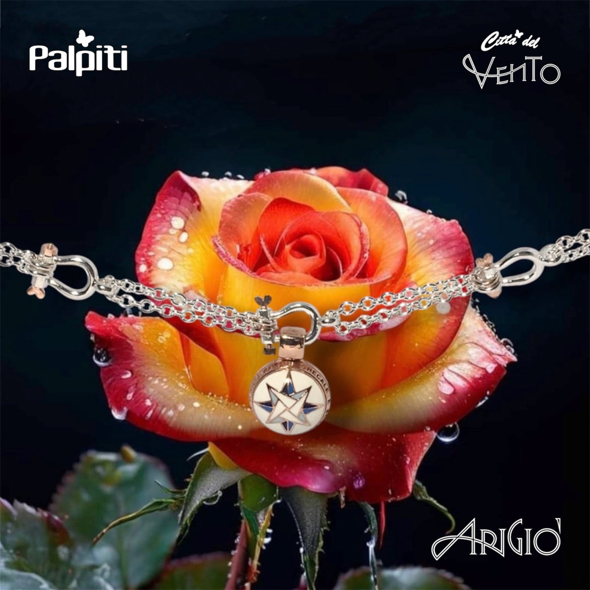 Ciondolo Rosa dei Venti Oro
