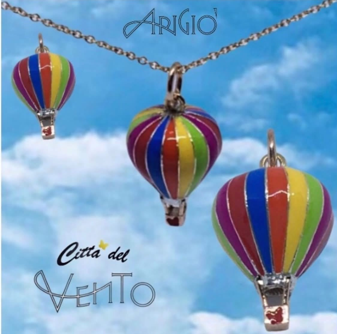 Pendente “Mongolfiera” argento, oro e smalti