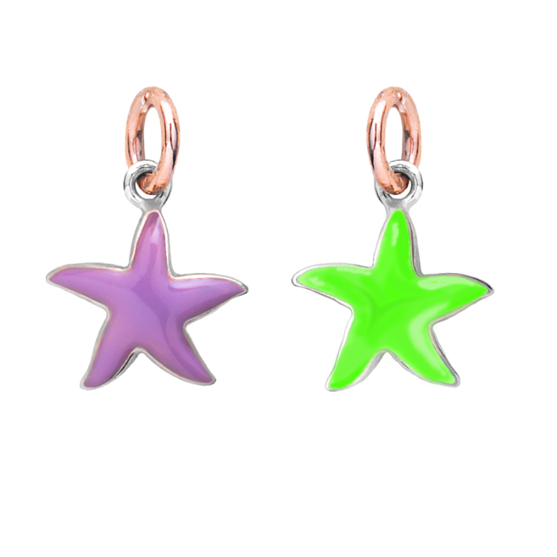 Stellina in argento e oro o in argento oro e smalti.