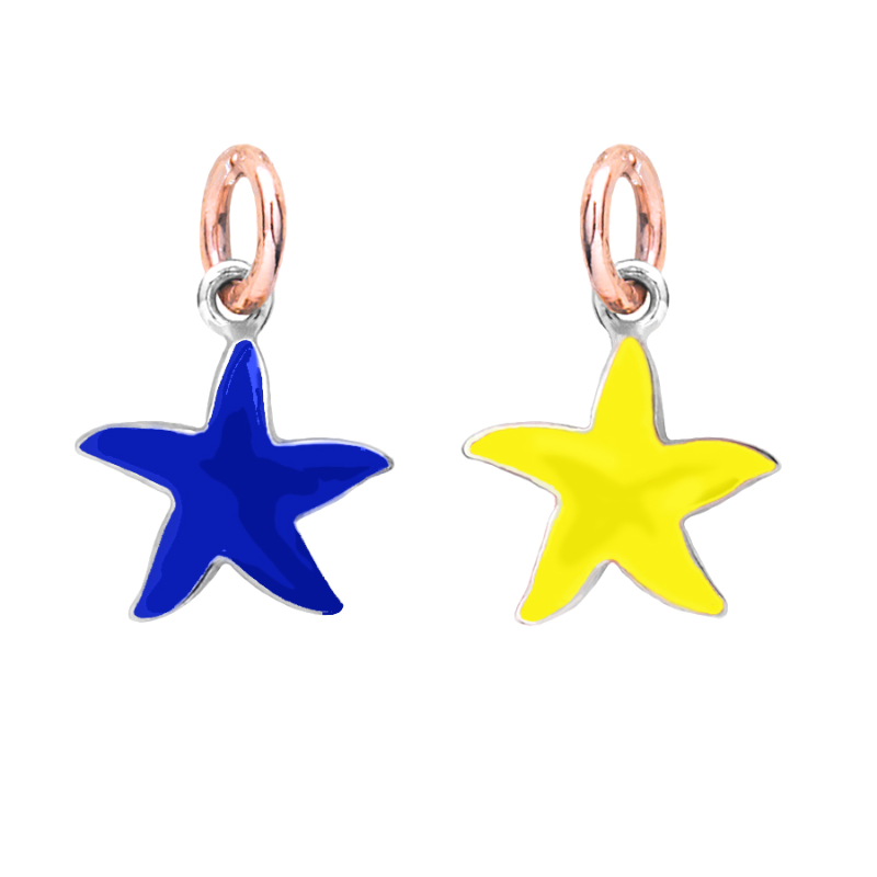 Stellina in argento e oro o in argento oro e smalti.