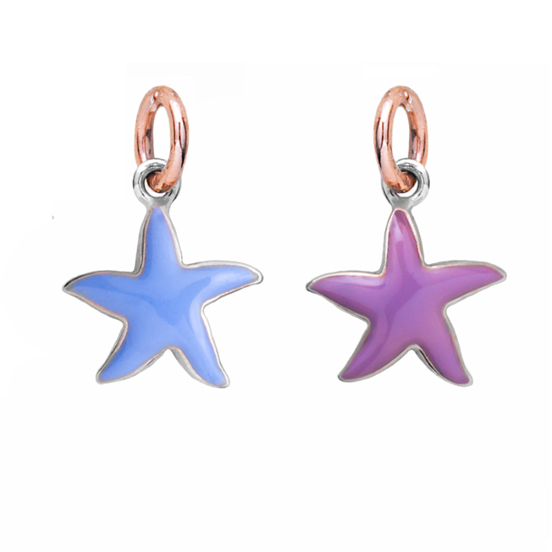 Stellina in argento e oro o in argento oro e smalti.